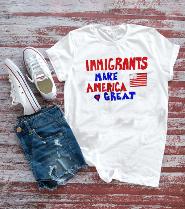 Immigrants Make America Great Heart Flag 2025 T-Shirt