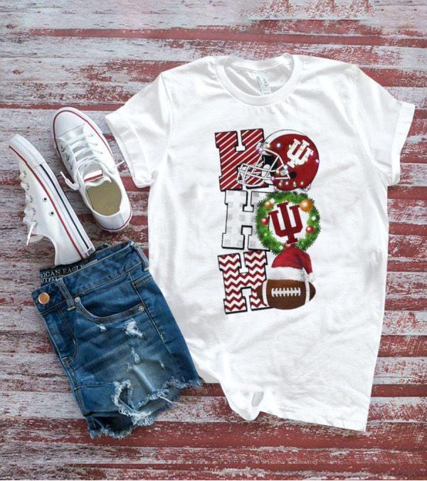 Indiana Hoosiers Football Christmas Game Day Ho Ho Ho Holiday Cheer T-Shirt