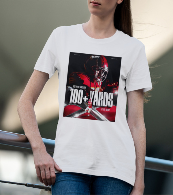 Kansas City Chiefs Travis Kelce Most Playoff Games With 100+ Yards In NFL History T-Shirt