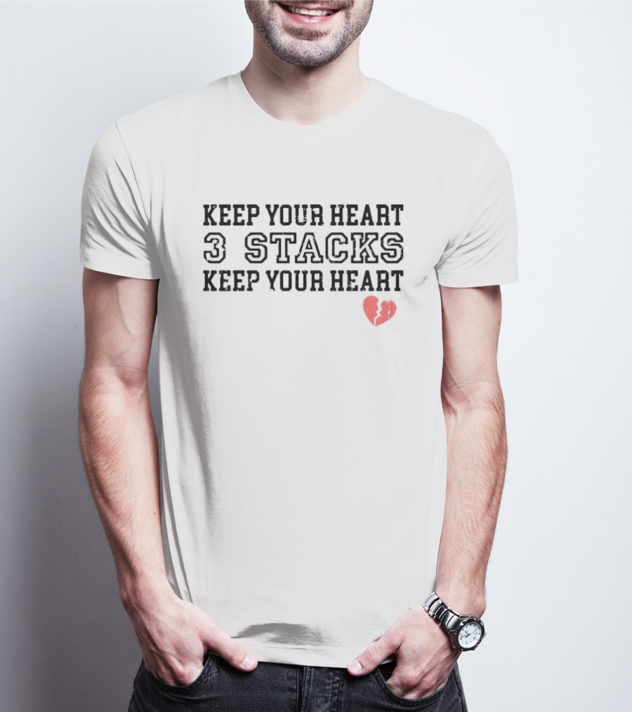 Keep Your Heart 3 Stacks Red Heart Illustration T-Shirt