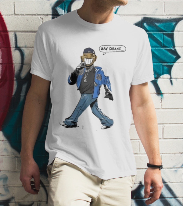 Kendrick Lamar Walking Cartoon With Baseball Cap And Blue Jacket T-Shirt
