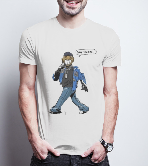Kendrick Lamar Walking Cartoon With Baseball Cap And Blue Jacket T-Shirt