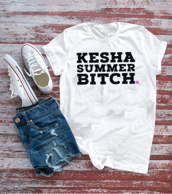Kesha Records Rainbow Summer Bitch Rainbow Leopard Print Lips T-Shirt