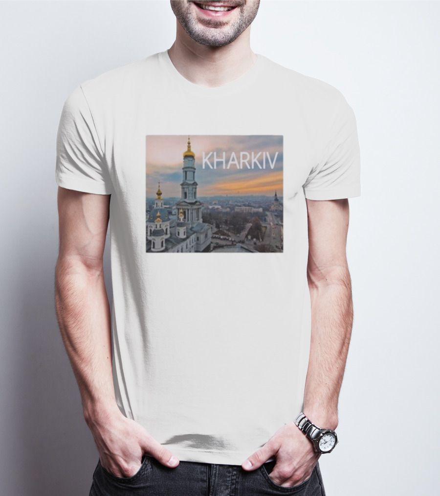 Kharkiv City Skyline With Famous Cathedral Sunset View T-Shirt