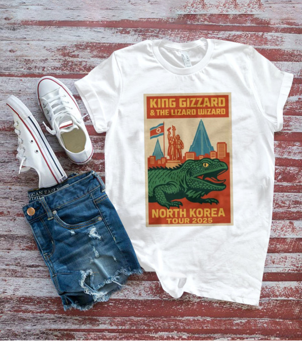 King Gizzard & The Lizard Wizard North Korea Tour 2025 Pyongyang Monument Lizard T-Shirt