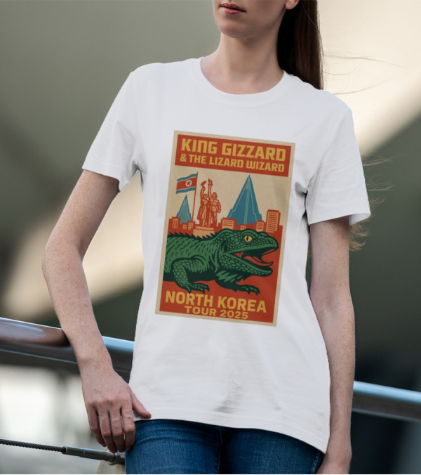 King Gizzard & The Lizard Wizard North Korea Tour 2025 Pyongyang Monument Lizard T-Shirt