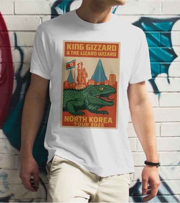 King Gizzard & The Lizard Wizard North Korea Tour 2025 Pyongyang Monument Lizard T-Shirt