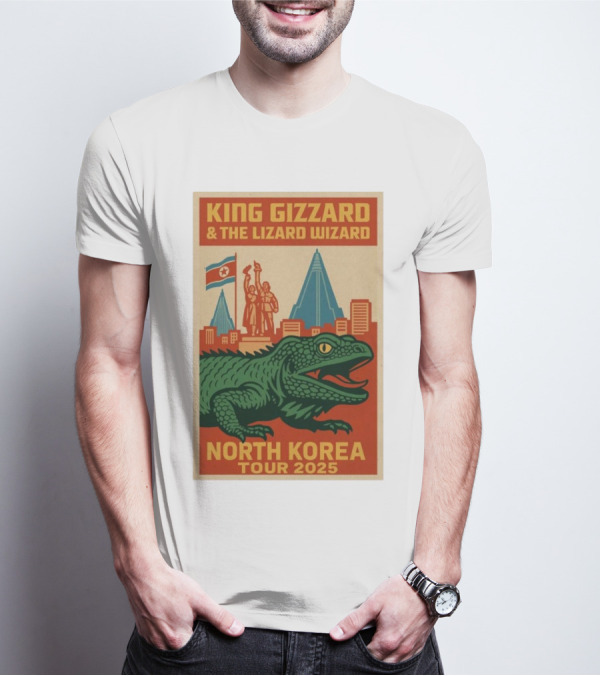 King Gizzard & The Lizard Wizard North Korea Tour 2025 Pyongyang Monument Lizard T-Shirt