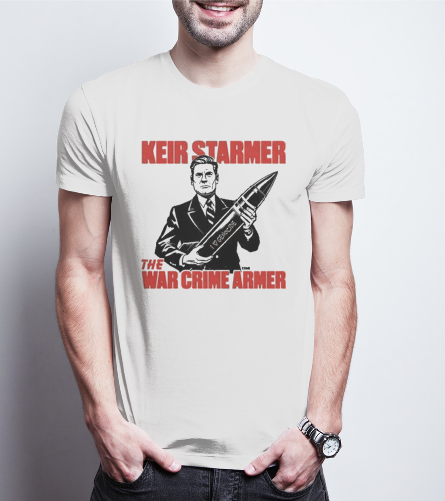 Keir Starmer The War Crime Armer Rocket Sketch T-Shirt