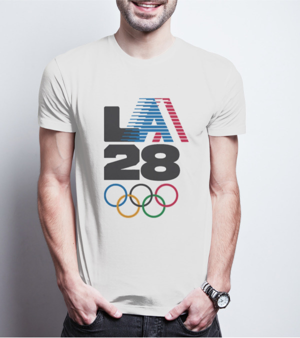 "LA 2028 Summer Olympics Retro Style With Olympic Rings" T-Shirt