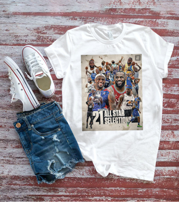 Lebron James 21 All Star Selections Celebrating Iconic NBA Career Highlights T-Shirt