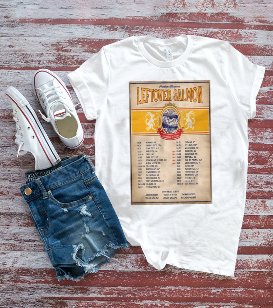 Leftover Salmon Premium Bluegrass Celebrating 35 Years Tour January 2025 With Special Guests T-Shirt