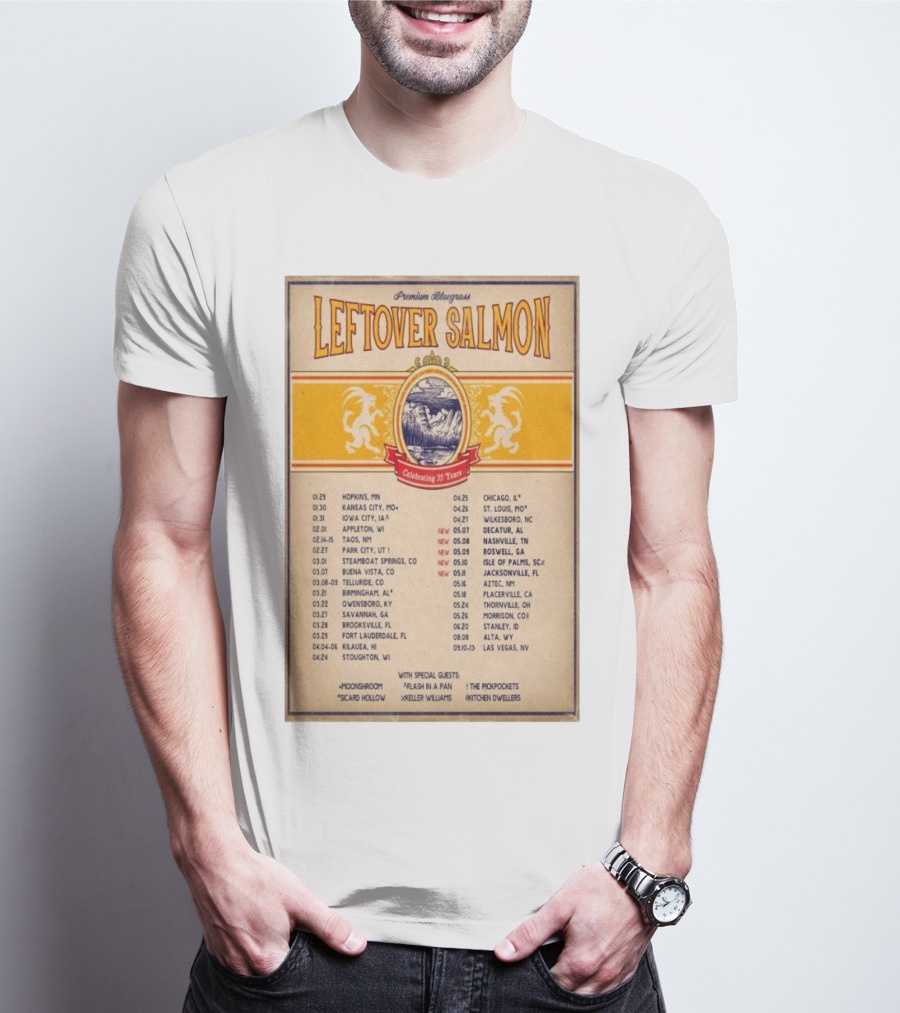 Leftover Salmon Premium Bluegrass Celebrating 35 Years Tour January 2025 With Special Guests T-Shirt