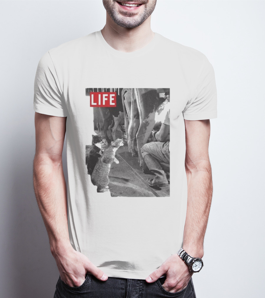 Life Magazine Cats Enjoying Fresh Milk T-Shirt