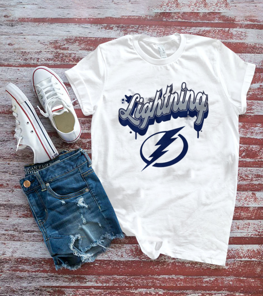 Lightning Script Blue Bolt Bubbly Tampa Bay T-Shirt