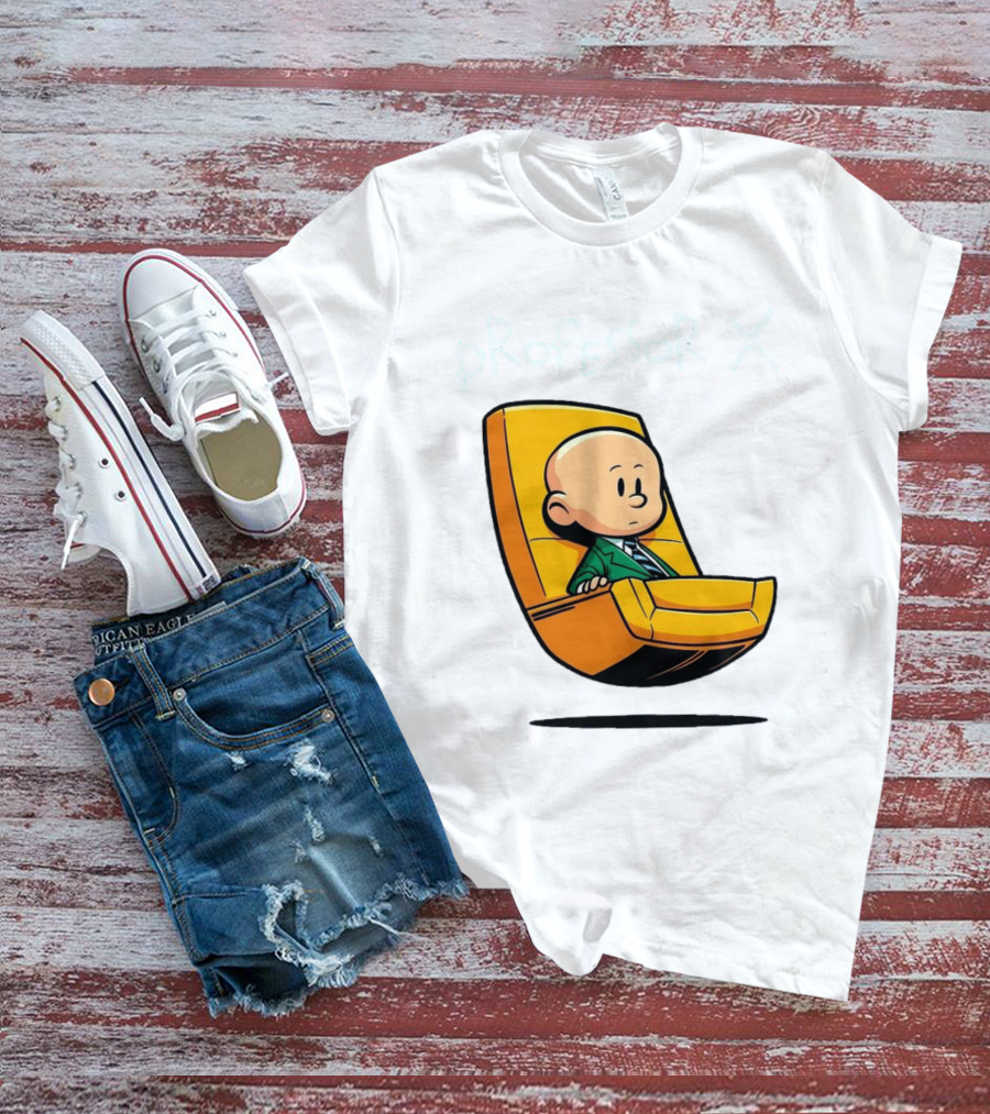 Professor X Cartoon Style In Yellow Chair T-Shirt