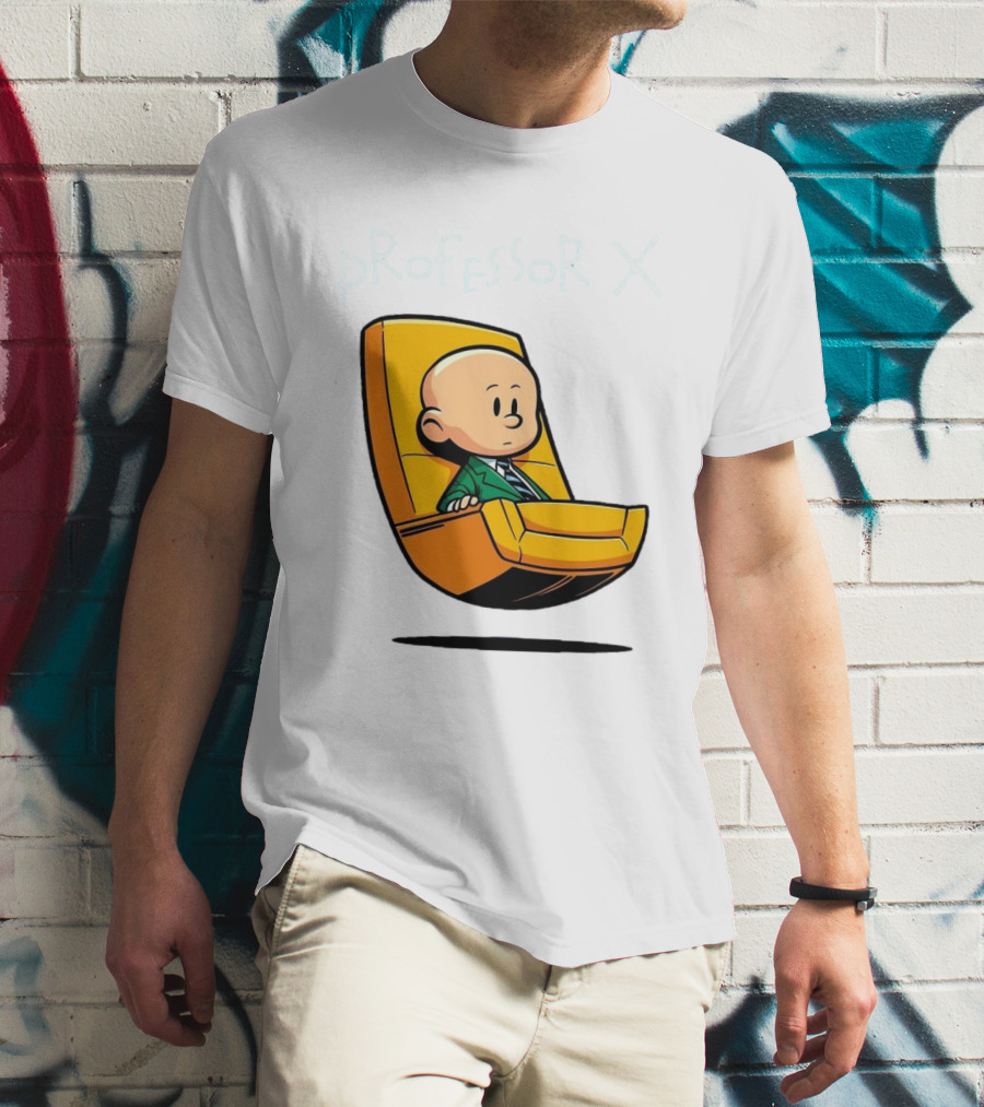 Professor X Cartoon Style In Yellow Chair T-Shirt