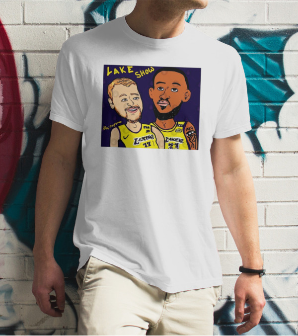 LeBron James And Luka Dončić Lake Show Lakers Cartoon Art 23 77 T-Shirt