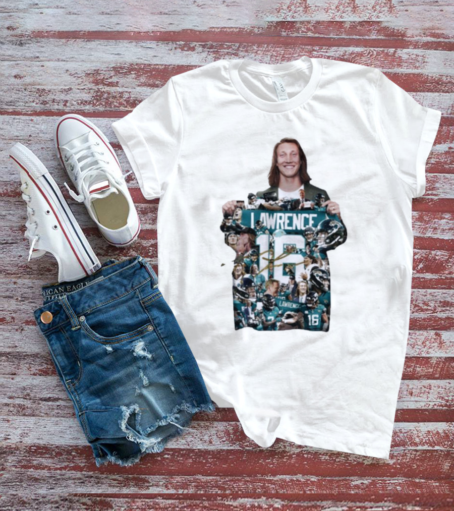 Jacksonville Jaguars Trevor Lawrence 16 Round 1 Pick 1 2021 NFL Draft Signature T-Shirt