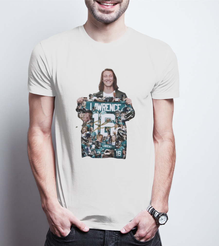 Jacksonville Jaguars Trevor Lawrence 16 Round 1 Pick 1 2021 NFL Draft Signature T-Shirt