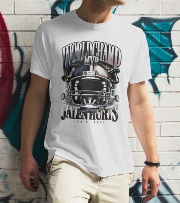 World Champ MVP Helmet Jalen Hurts Feb 9 2025 T-Shirt