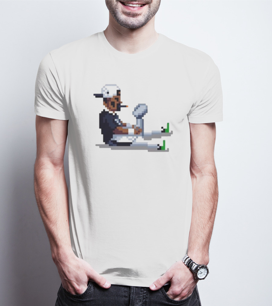 Jalen Hurts Philadelphia Eagles Champs 2025 Pixel Pigskin Player Holding Trophy T-Shirt