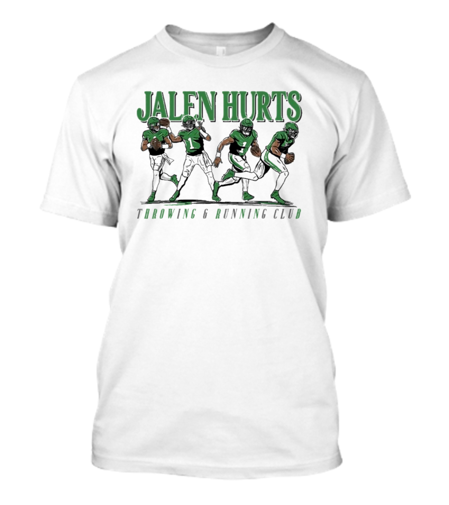 Jalen Hurts Dual Threat Throwing Running Action Figures Sports Apparel T-Shirt