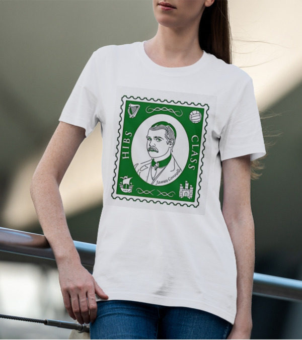 James Connolly Hibs Class Stamp With Harp, Ball, Ship, Castle Symbols T-Shirt