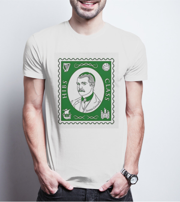 James Connolly Hibs Class Stamp With Harp, Ball, Ship, Castle Symbols T-Shirt