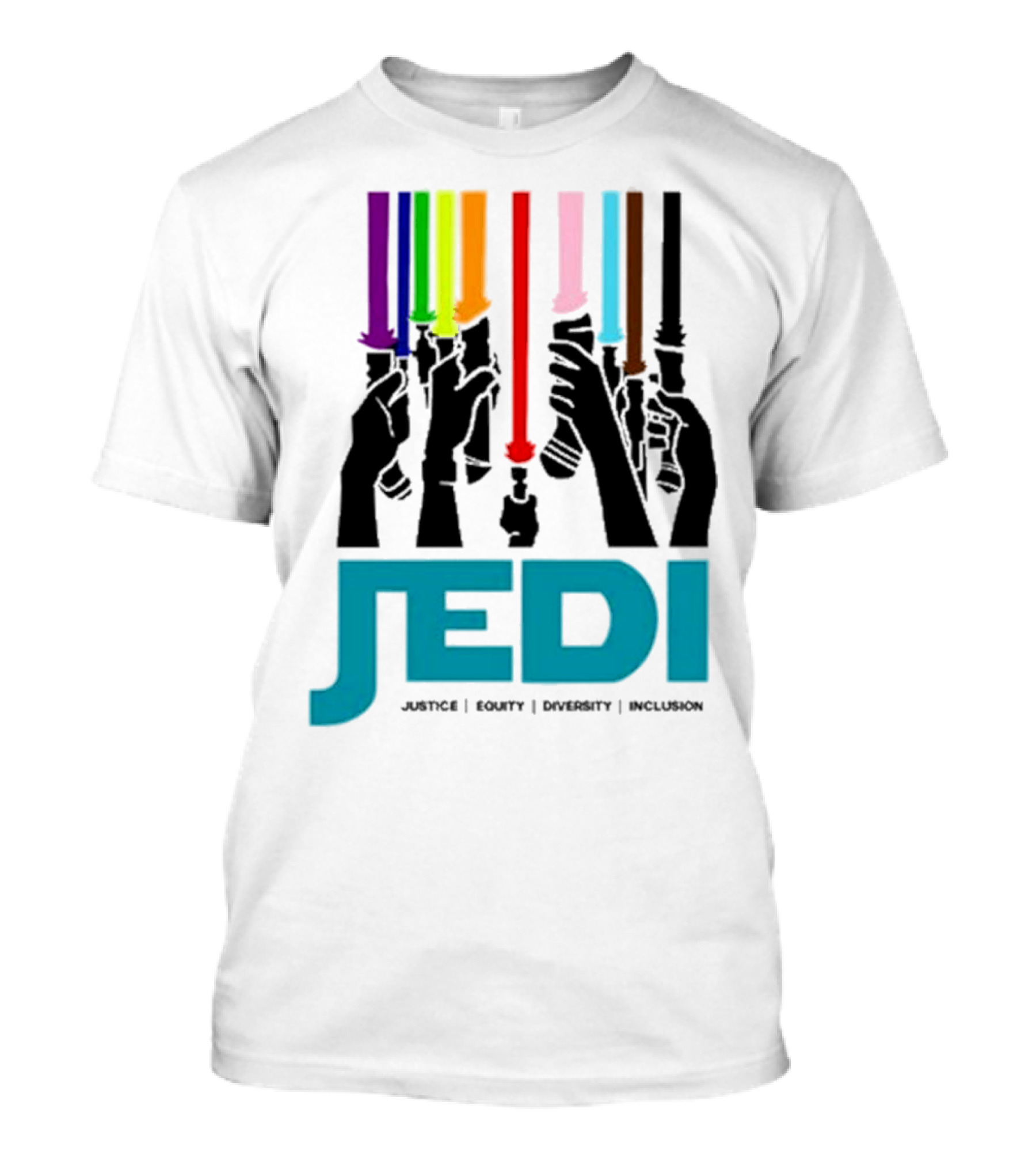 Jedi Justice Equity Diversity Inclusion Lightsaber Colors T-Shirt