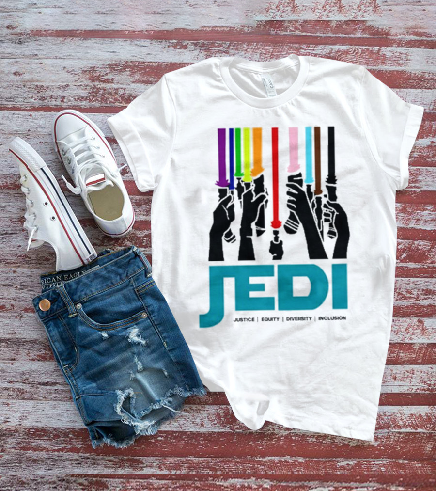 Jedi Justice Equity Diversity Inclusion Lightsaber Colors T-Shirt