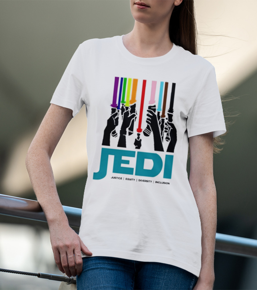 Jedi Justice Equity Diversity Inclusion Lightsaber Colors T-Shirt