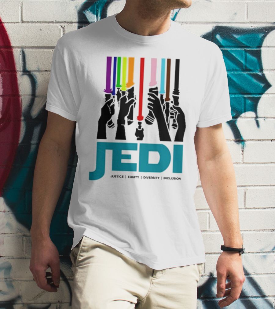 Jedi Justice Equity Diversity Inclusion Lightsaber Colors T-Shirt