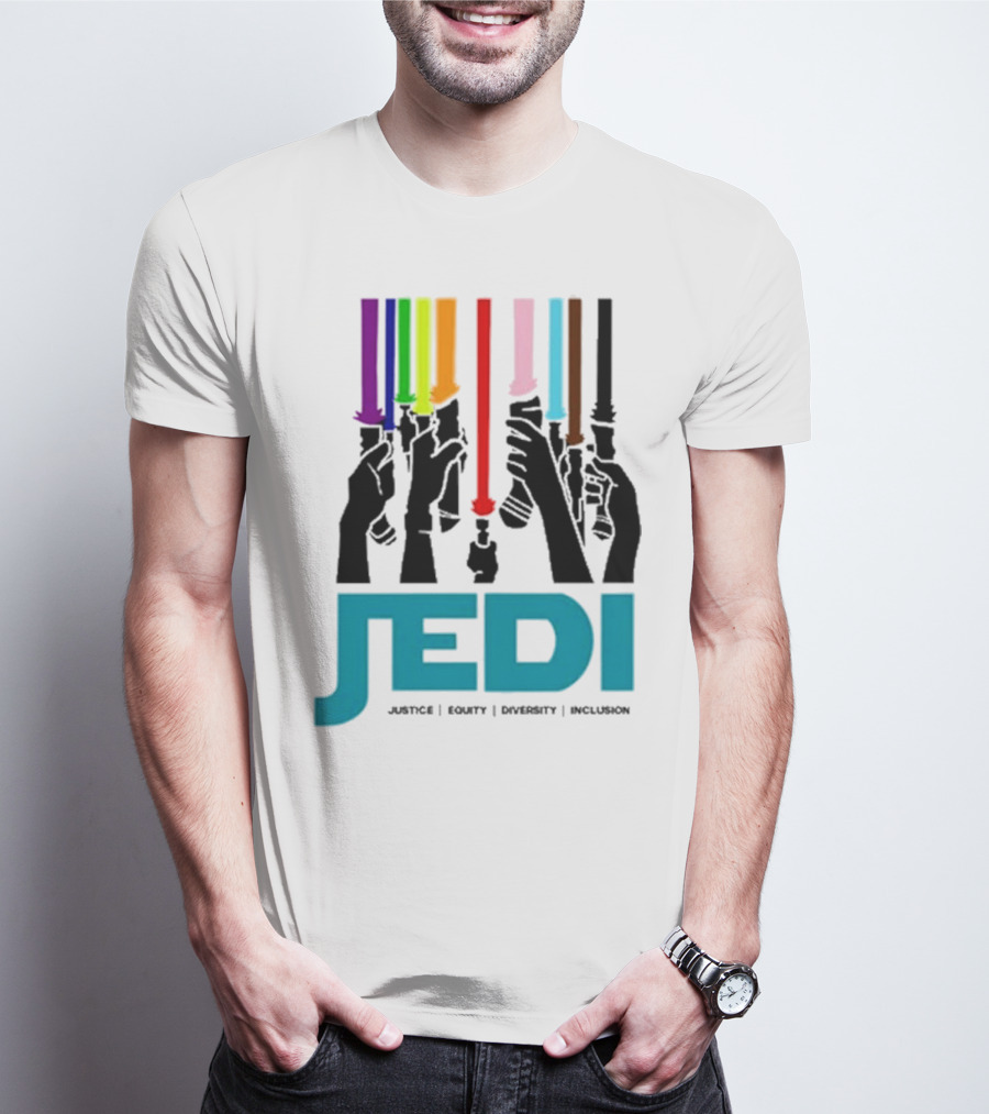 Jedi Justice Equity Diversity Inclusion Lightsaber Colors T-Shirt