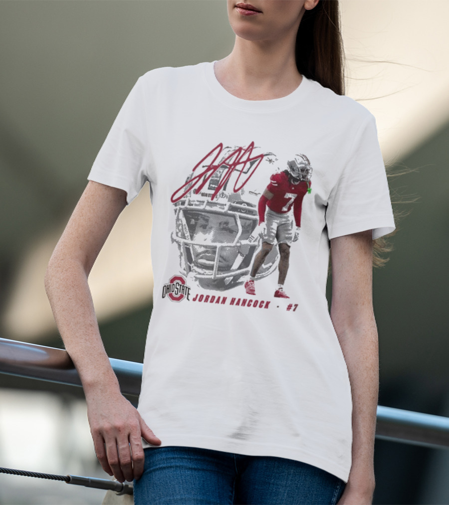 Ohio State Football Jordan Hancock #7 Player Signature T-Shirt
