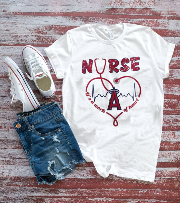 Los Angeles Angels Nurse Heartbeat Stethoscope 2025 Appreciation Night Baseball T-Shirt