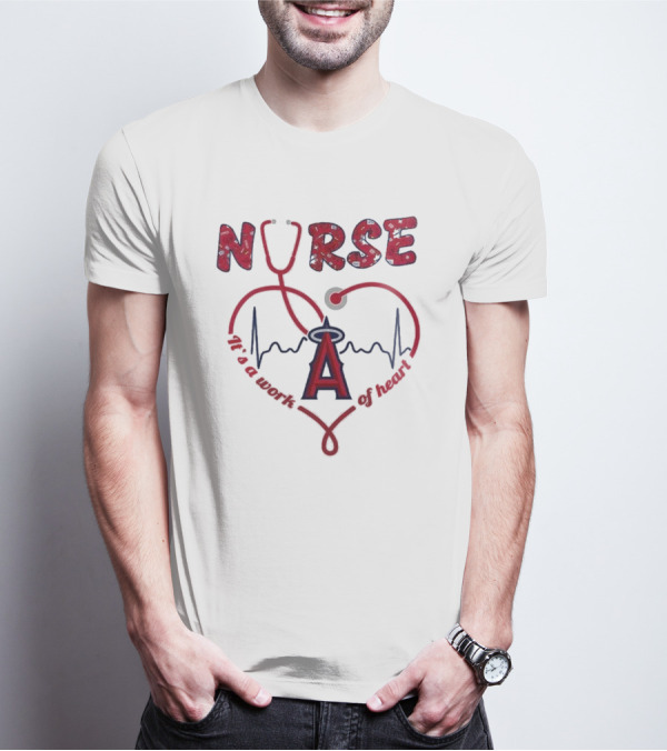 Los Angeles Angels Nurse Heartbeat Stethoscope 2025 Appreciation Night Baseball T-Shirt