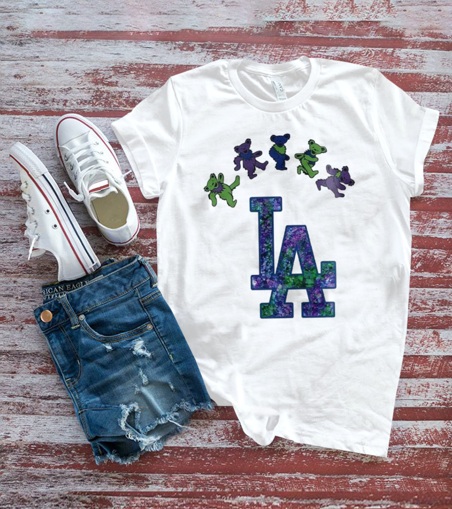 Los Angeles Dodgers Grateful Dead Night 2025 LA Logo Dancing Bears T-Shirt