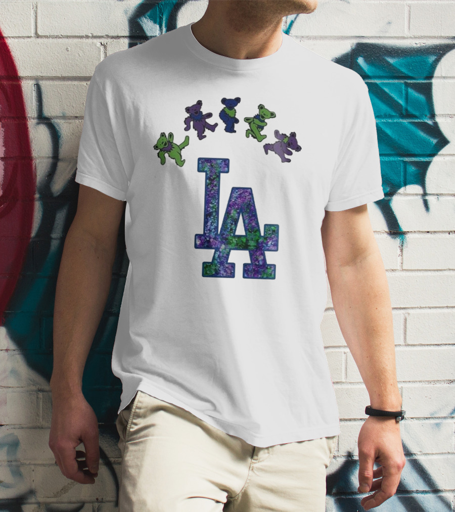 Los Angeles Dodgers Grateful Dead Night 2025 LA Logo Dancing Bears T-Shirt