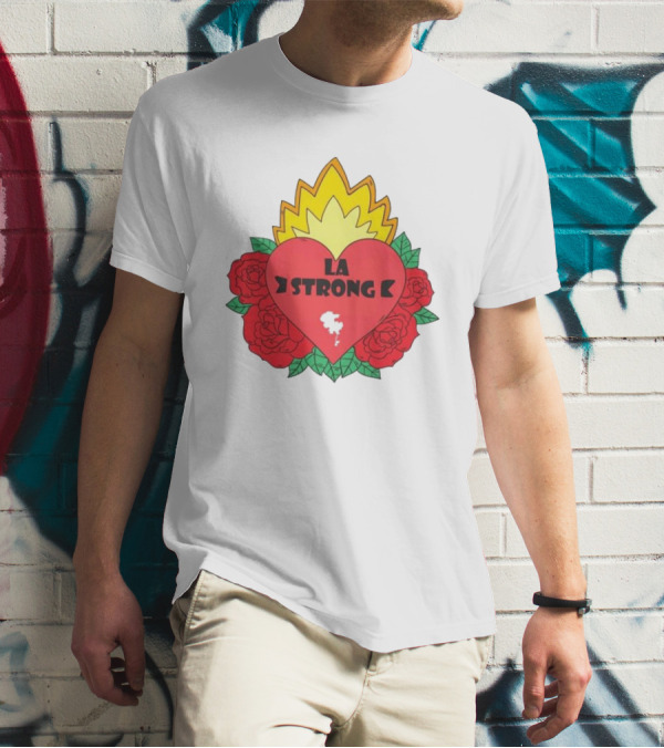 LA Strong Heart With Roses And Flames T-Shirt