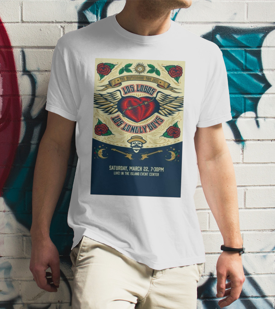 Los Lobos Los Lonely Boys The Brotherhood Tour 2025 Saturday March 22 Island Event Center T-Shirt