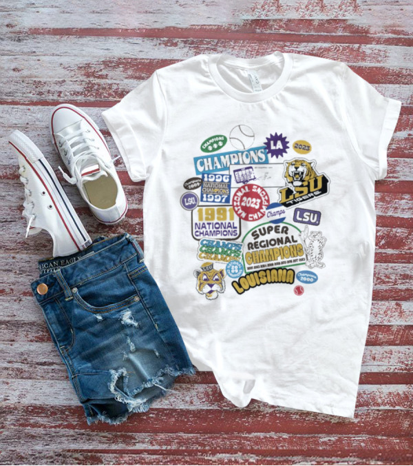LSU Louisiana National Champions 1958 2003 2007 Super Regional College Omaha Lacrosse T-Shirt