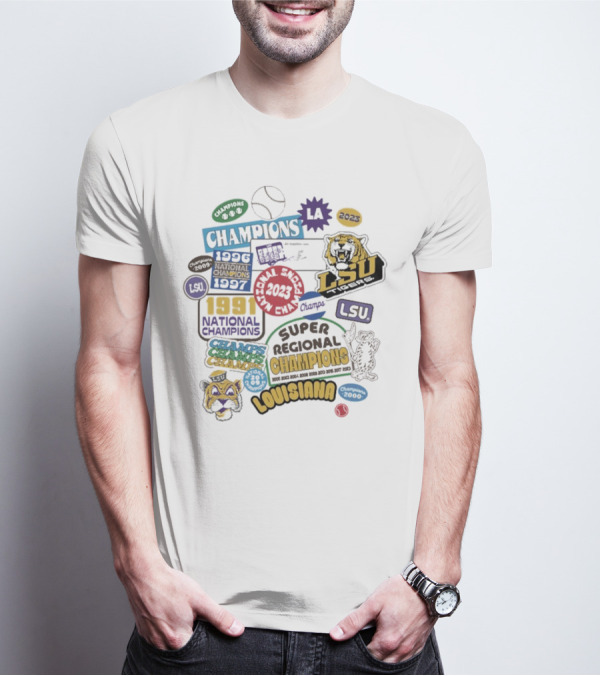 LSU Louisiana National Champions 1958 2003 2007 Super Regional College Omaha Lacrosse T-Shirt
