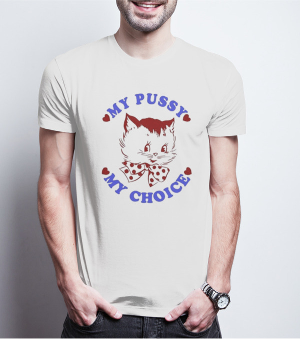 Maison Rapito My Pussy My Choice Cat Drawing And Polka Dot Bow T-Shirt
