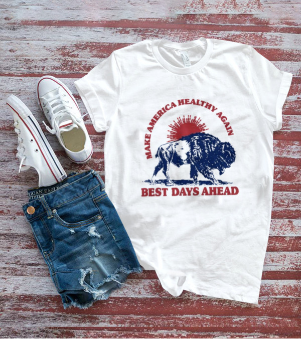 Make America Healthy Again Best Days Ahead Buffalo Bison Sunburst T-Shirt