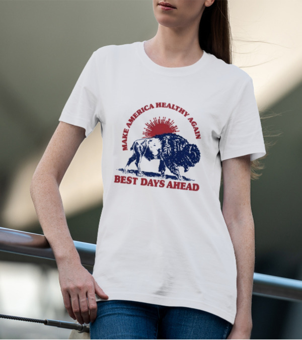 Make America Healthy Again Best Days Ahead Buffalo Bison Sunburst T-Shirt