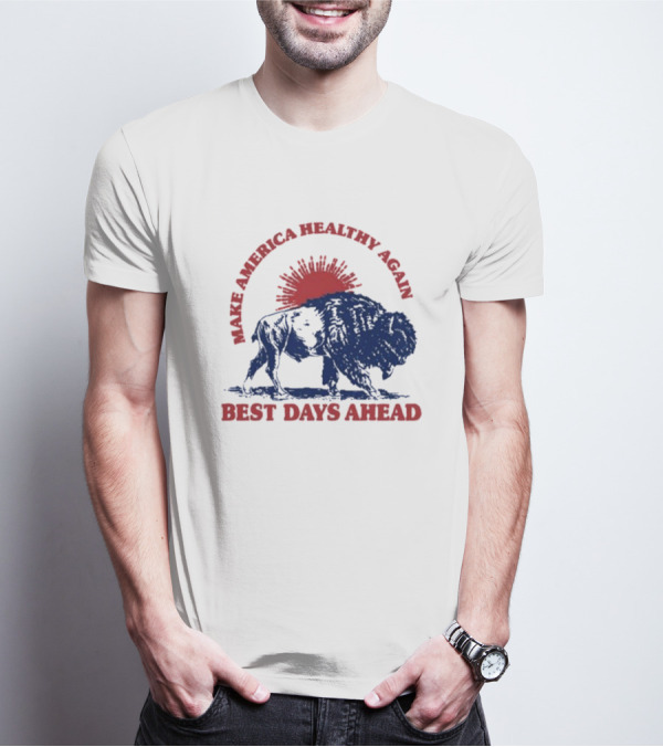 Make America Healthy Again Best Days Ahead Buffalo Bison Sunburst T-Shirt