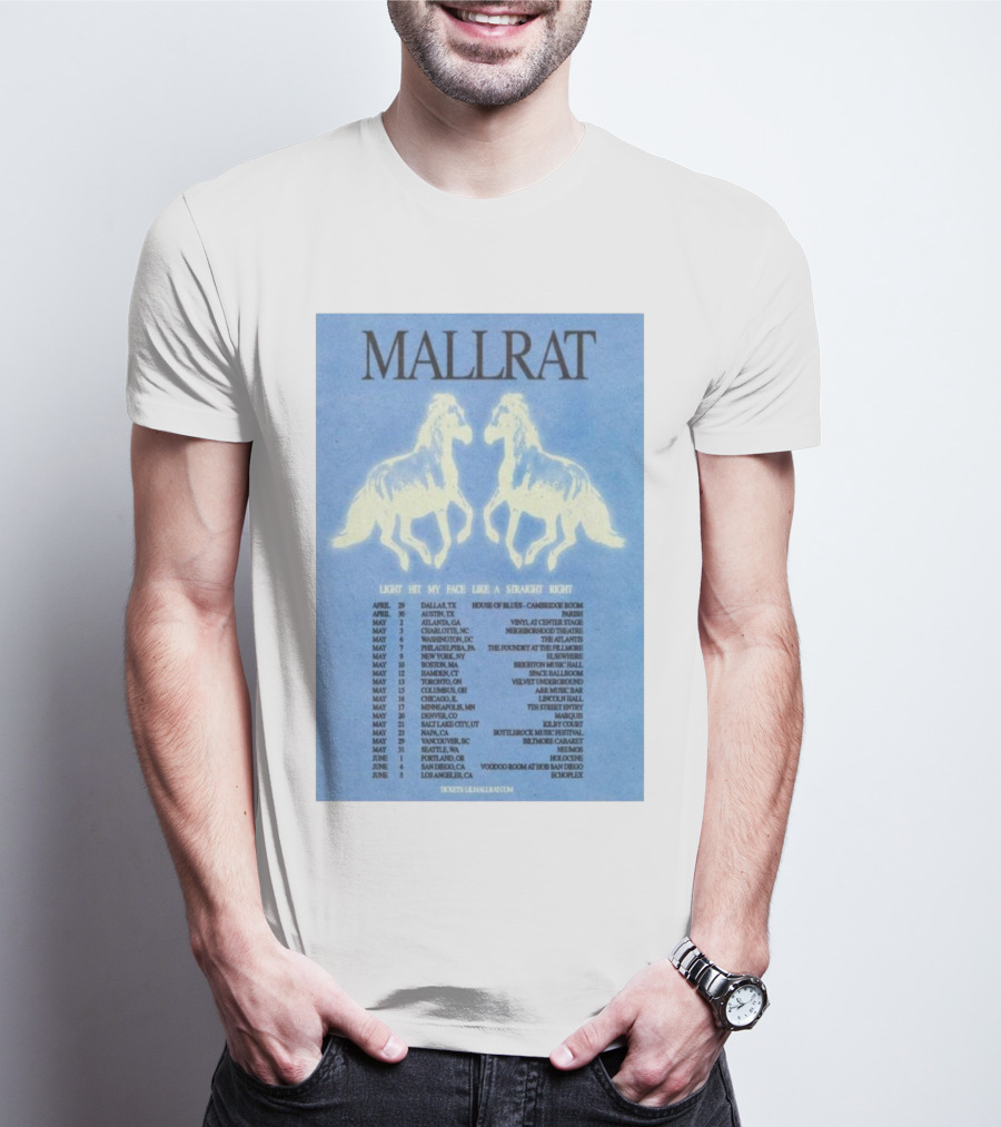 Mallrat Tour 2025 Light Hit My Face Like A Straight Right April May June T-Shirt