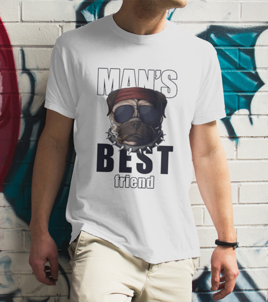 Man's Best Friend Bulldog With Bandana And Sunglasses T-Shirt