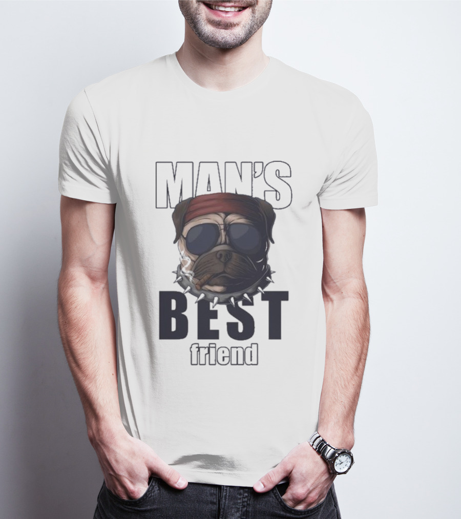 Man's Best Friend Bulldog With Bandana And Sunglasses T-Shirt
